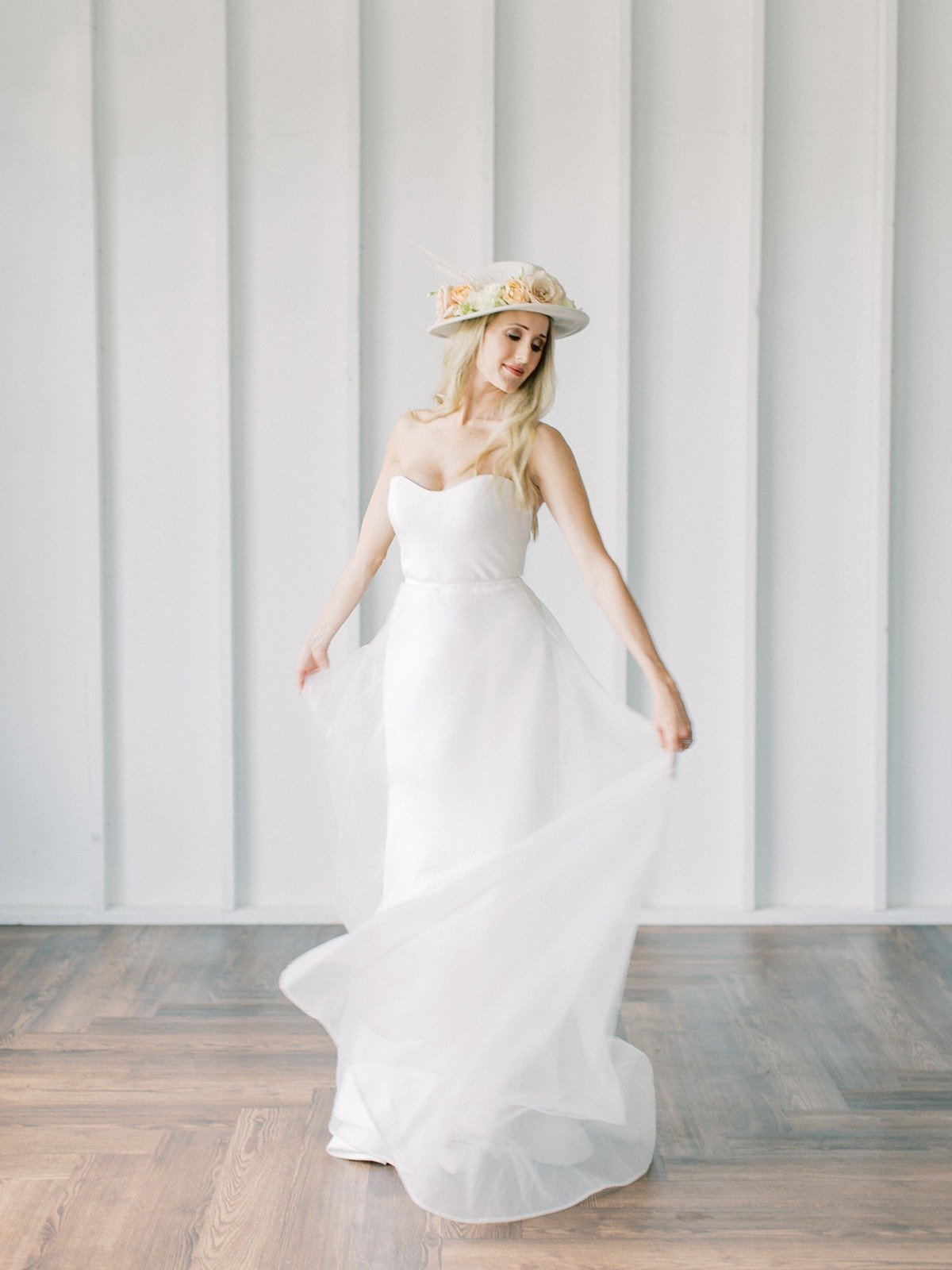 bride spinning in wedding dress